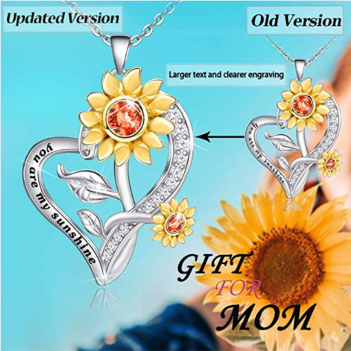 Long Chain Love Sunflower Pendant Necklace Jewelry