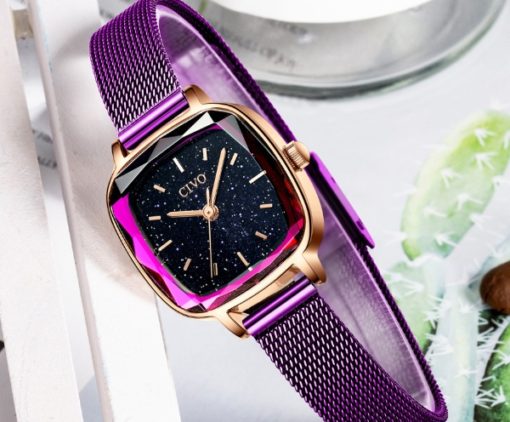 CIVO Square Waterproof Steel Strap Ladies Wrist Watch - Image 6