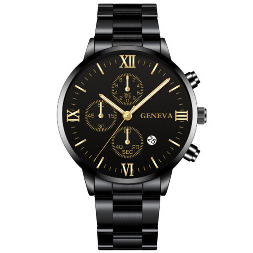 GENEVA Stainless Steel Business Calendar Men's Watch