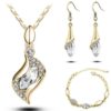 Crystal Pendant Necklace Earrings Bracelet Jewelry Set