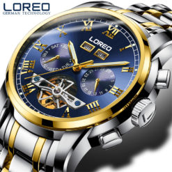 LOREO Stainless steel Mechanical Waterproof Watch