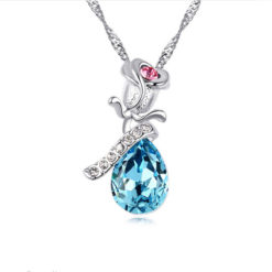 Enamored Rose Crystal Pendant Women Necklace
