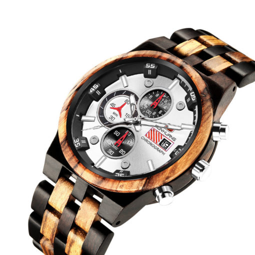 KUNHUANG Wooden Sports Chronograph Military Watch