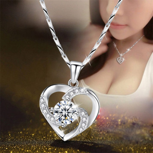 Luxury Crystal Love Heart Pendant Women Necklaces