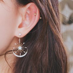 Crystal Geometric Women Dangle Solar Moon Earrings