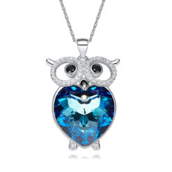 Owl-Shaped Rhinestone Pendants Women Necklace