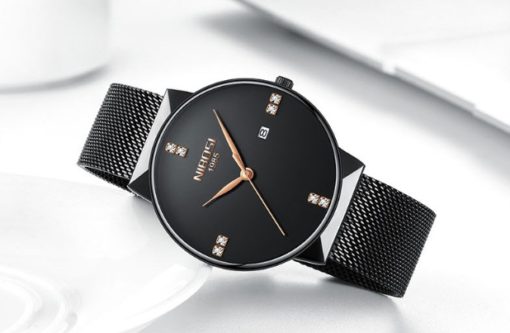 NIBOSI Waterproof Ultra-thin Steel Mesh Strap Watch - Image 3