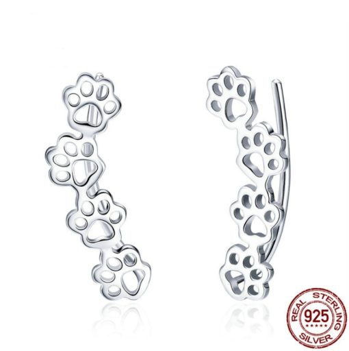 Fashion Pet Dog Paw Print Sterling Silver Ladies Earrings