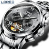LOREO Stainless steel Mechanical Waterproof Watch