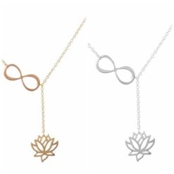 Hollow Dangle Lotus Flower Plant Women Necklace