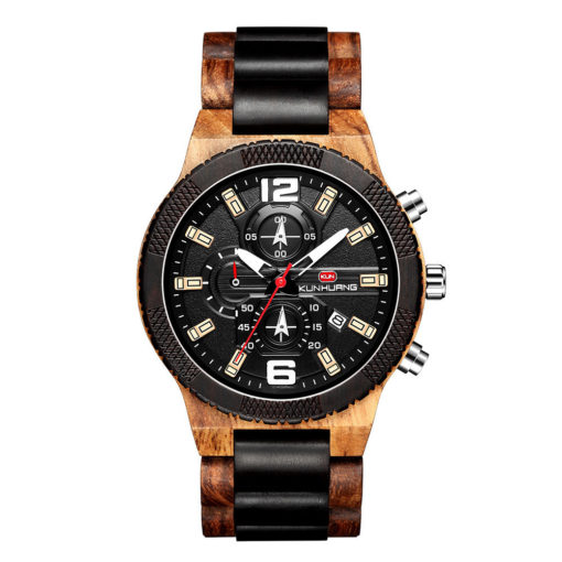 KUNHUANG Luminous Wooden Retro Men's Sport Watch