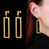 Electroplated Rectangular Steel Hollow Women's Earrings