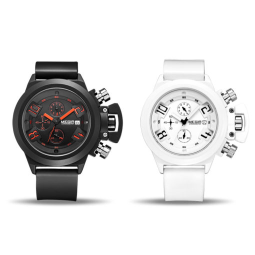 MEGIR Big Dial Silicone Strap Sport Men's Quartz Watch
