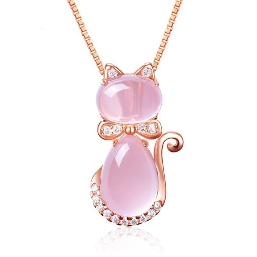 Cute Girl's Light Pink Cat Eye Animal Necklace Jewellery - Image 6