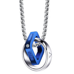 Titanium Steel Double Ring Pendant Men's Necklace