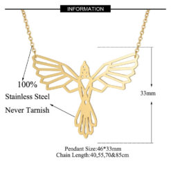 Geometric Origami Phoenix Bird Animal Women Necklace