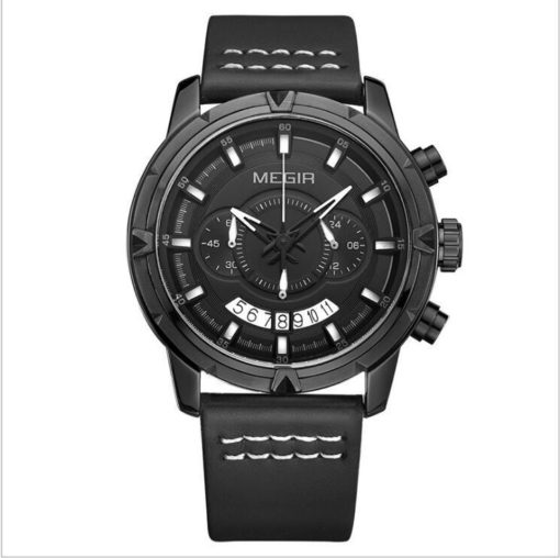 MEGIR Luminous Leather Strap Sport Men Quartz Watch