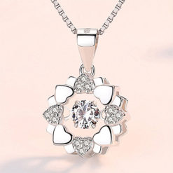 Shining Crystal Love Heart Pendant Women Necklace