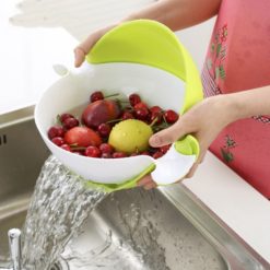 2-in-1 Round Food Fruit Washing Strainer Basket Bowl
