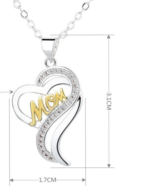 Silver Mother's Day Heart Pendant Necklace Jewelry