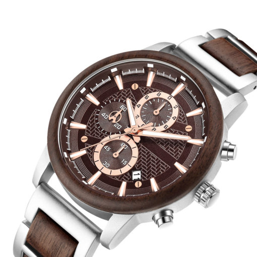 Wooden Chronograph Military Casual Waterproof Watch