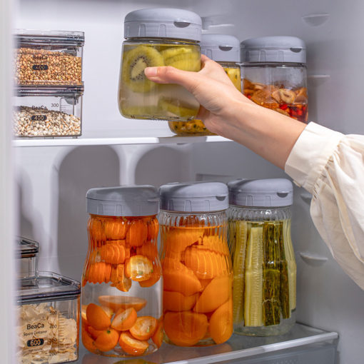Transparent Fridge Sealed Food Storage Glass Bottle Jar
