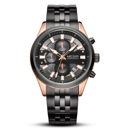 MEGIR Waterproof Steel Band Luminous Men's Watch