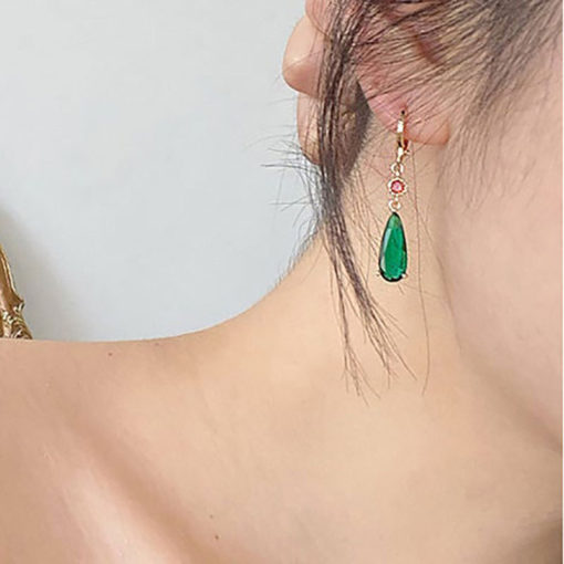 Fashion Unisex Alloy Emerald Stud Ear Clip Jewelry
