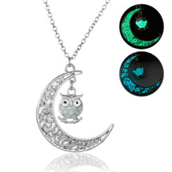 Luminous Moonlit Owl Women Crystal Pendant Necklace