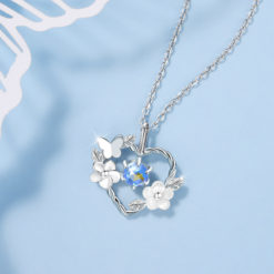 Sterling Silver Starry Glass Butterfly Shape Necklace