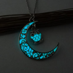 Luminous Moonlit Owl Women Crystal Pendant Necklace