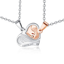 Titanium Steel Heart-shaped Puzzle Couple Necklace
