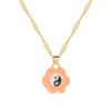 Fashion Dripping Oil Alloy Flower Tai Chi Charm Necklace