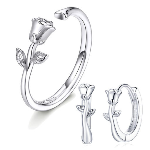 Sterling Silver Adjustable Rose Flower Design Ring