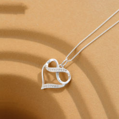 Sterling Silver Infinity Heart Diamonds Pendant Necklace