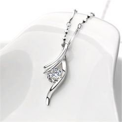 Fashion Silver Plated Hollow Crystal Pendant Necklace