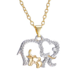 Cute Animal Double Elephant Pendant Necklace Jewelry