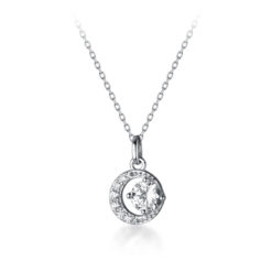 Round Diamond Crescent Clavicle Chain Necklace