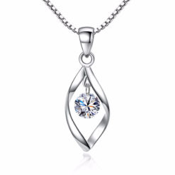 Sterling Silver Vertical Drop Shape Pendant Necklace