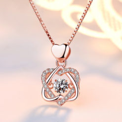 Diamond Heart Shaped Clavicle Chain Pendant Necklace