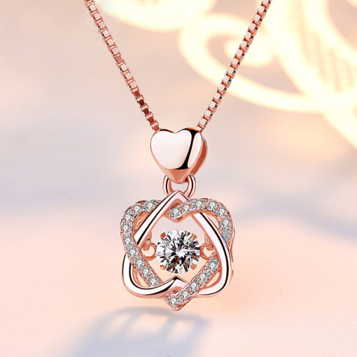 Diamond Heart Shaped Clavicle Chain Pendant Necklace