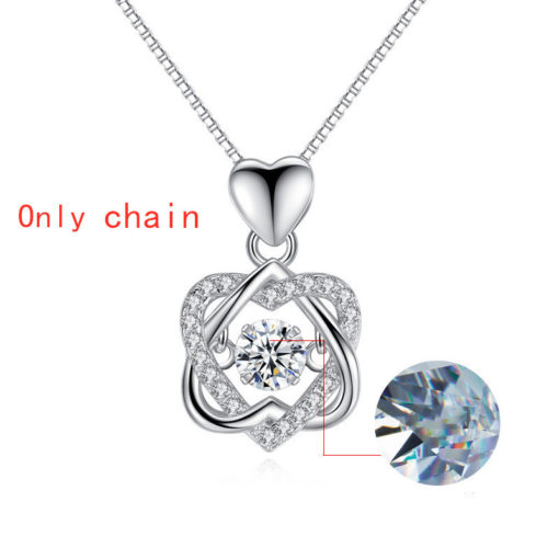 Diamond Heart Shaped Clavicle Chain Pendant Necklace - Image 7