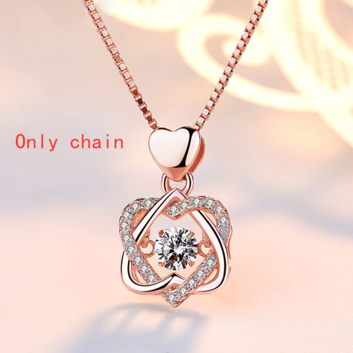 Diamond Heart Shaped Clavicle Chain Pendant Necklace - Image 9