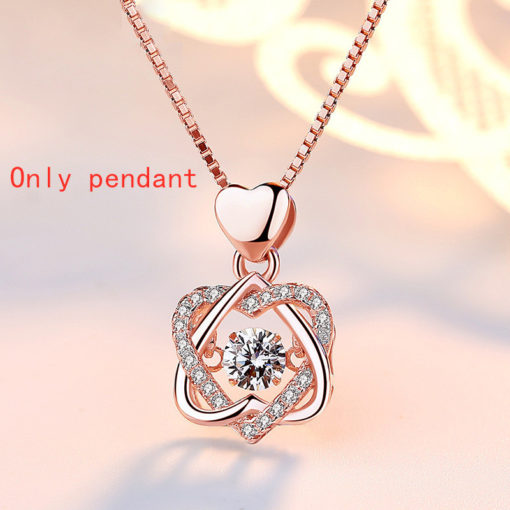 Diamond Heart Shaped Clavicle Chain Pendant Necklace - Image 8