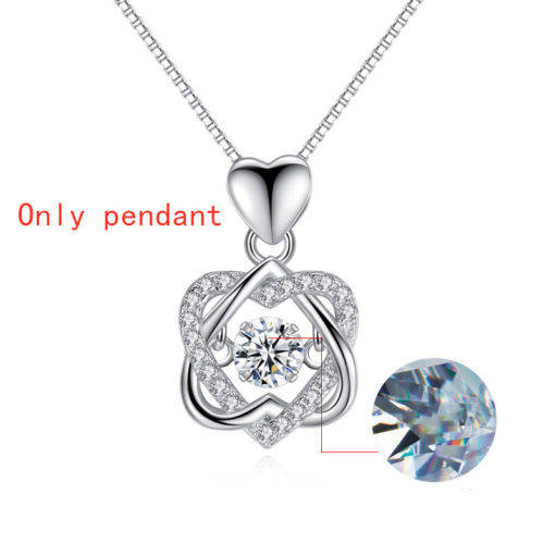 Diamond Heart Shaped Clavicle Chain Pendant Necklace - Image 6