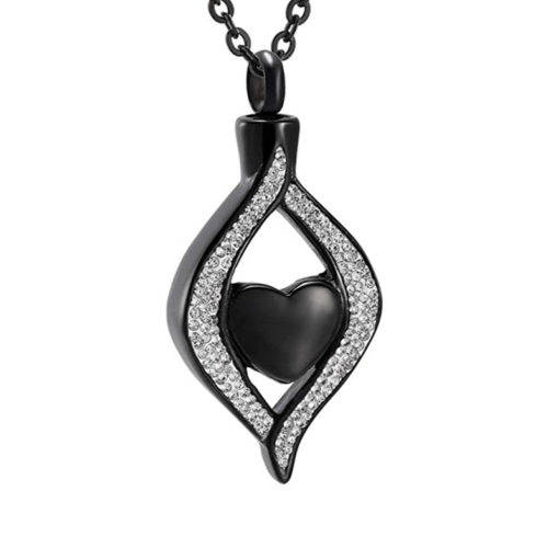 Stainless Steel Crystal Heart Teardrop Pendant Necklace