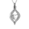 Stainless Steel Crystal Heart Teardrop Pendant Necklace