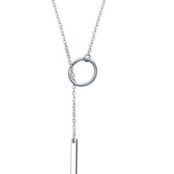 Sterling Silver Round Circle Line Pendant Necklace