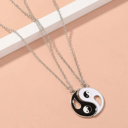 Yin Yang Hollow Puzzle Couple Pendant Necklace