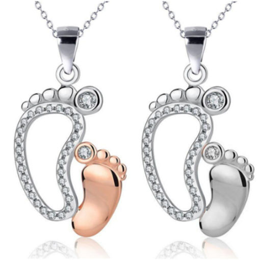 Creative Metal Feet Shaped Pendant Necklace Jewelry